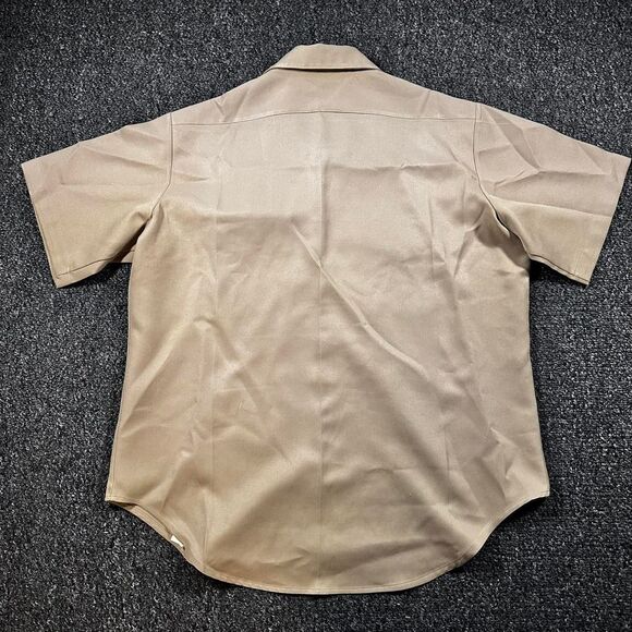 Creighton Made in USA Tan Short Sleeve Work Shirt Men’s 17XL Beige Vintage - Picture 2 of 5